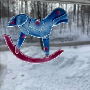 Blue and Pink Rocking Horse Ornament